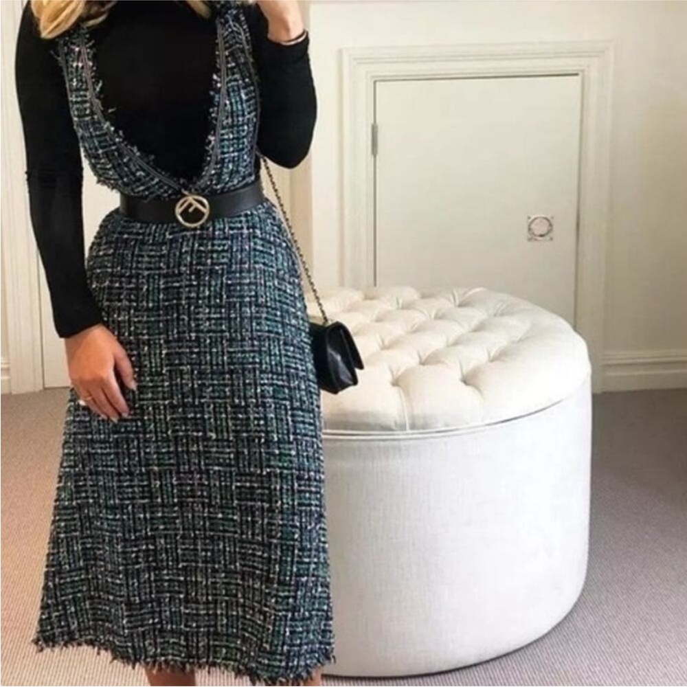 Zara tweed overall dress